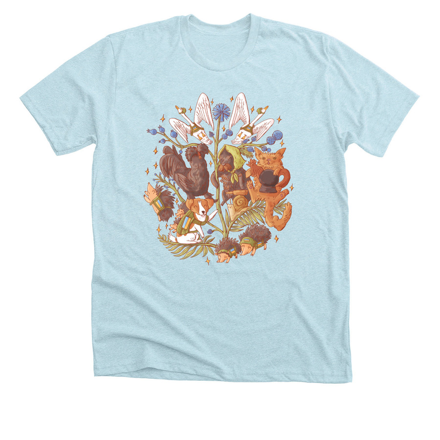 Ukraine Animal Fundraiser Shirt, a Heather Ice Blue Premium Unisex Tee