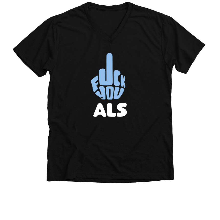 F*** You ALS, a Solid Black Blend Premium V-Neck Tee