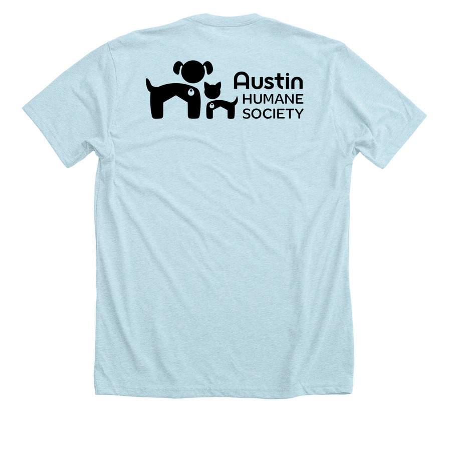 Woof Shirt, a Heather Ice Blue Premium Unisex Tee (back-view)