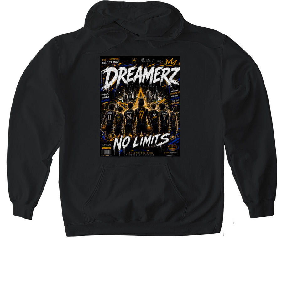 DREAMERZ?: NO LIMITS, a Black Gildan Softstyle Pullover Hoodie