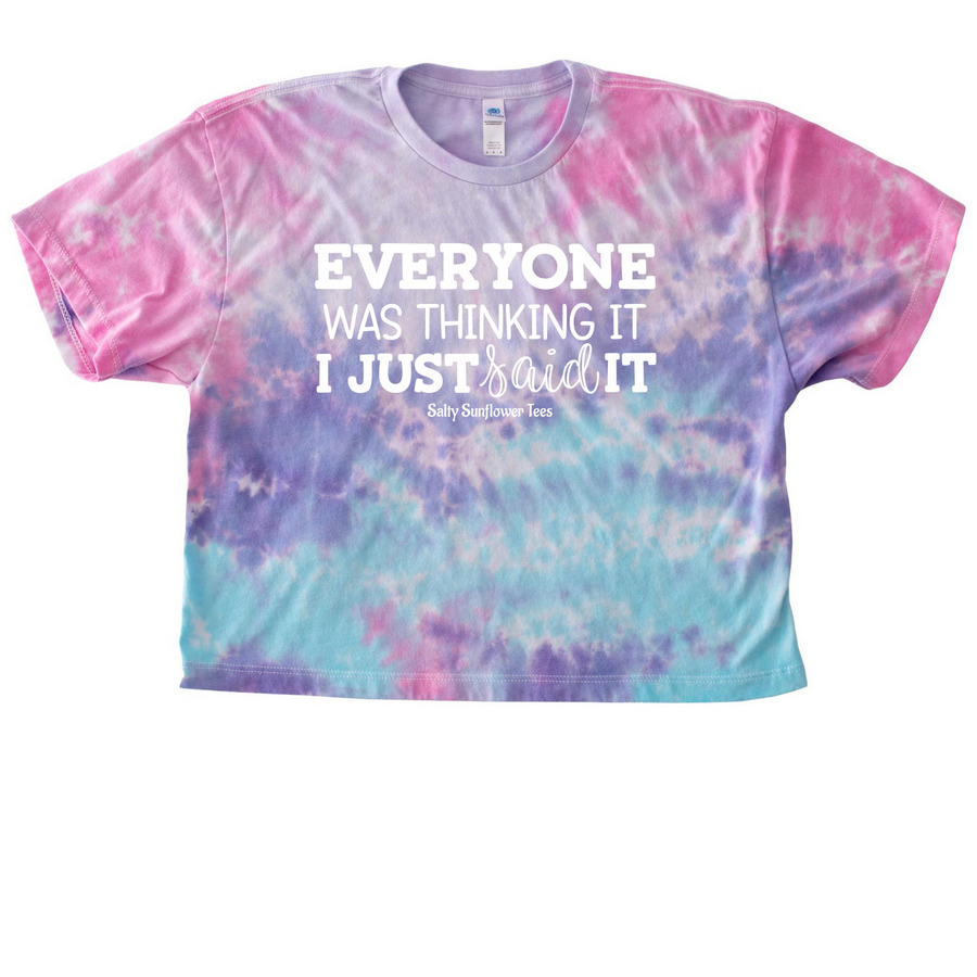 Unfiltered & Unbothered - Tie dye, a Cotton Candy Women's Tie Dye Cropped Tee