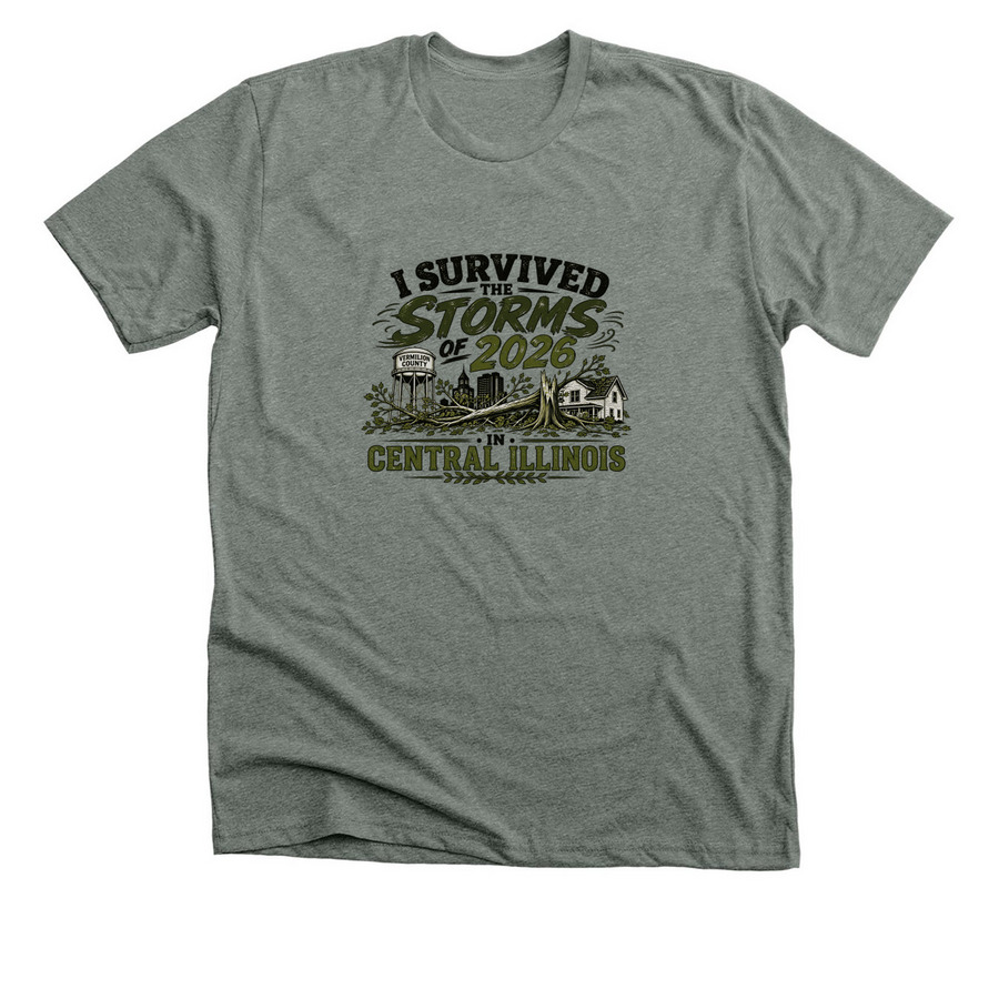 I Survived! Vermilion County Edition&nbsp;, a Deep Heather Premium Unisex Tee