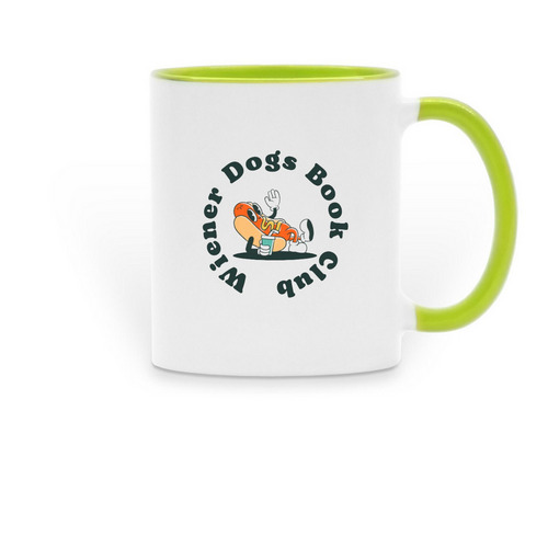 Mugs- Retro Weenie, a Green Two-Tone Ceramic Mug