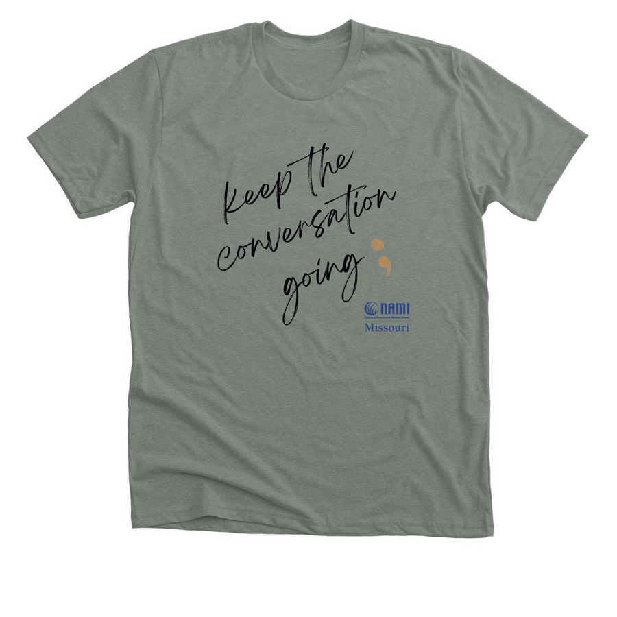 Keep the Conversation Going, a Deep Heather Premium Unisex Tee