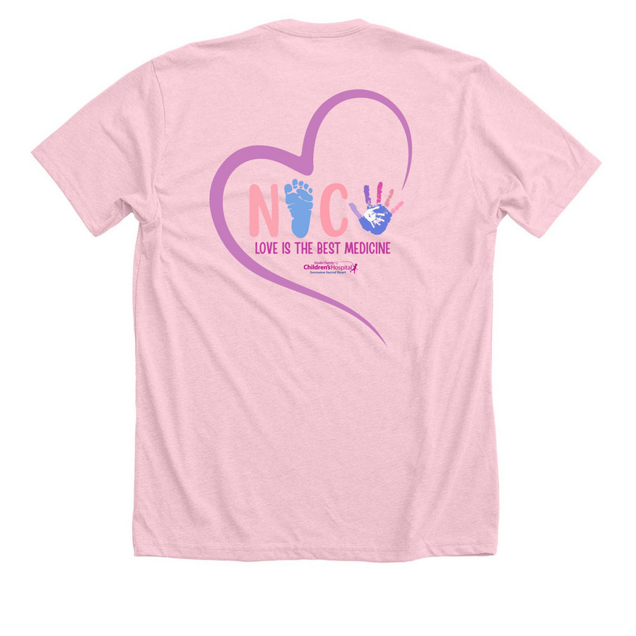 NICU Awareness, a Heather Pink Premium Unisex Tee (back-view)