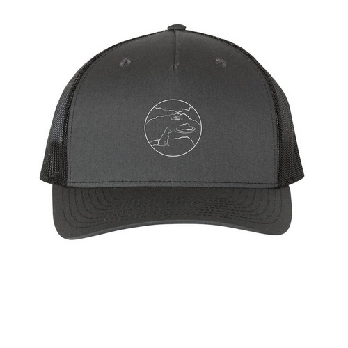 Tide Pool Trucker Hat, a Charcoal/ Black Printed Five-Panel Trucker Cap