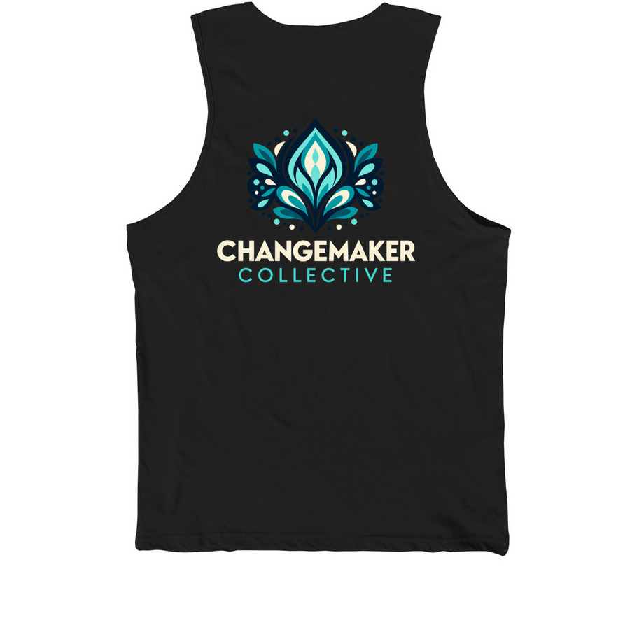 Changemaker Collection, a Black Premium Cotton Tank (back-view)