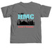 NICU (white font), a Grey Comfort Colors Unisex Tee (back-view)