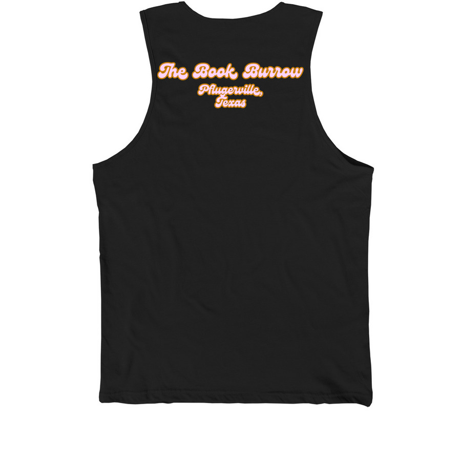 Read Banned Books, a Black Premium Cotton Tank (back-view)