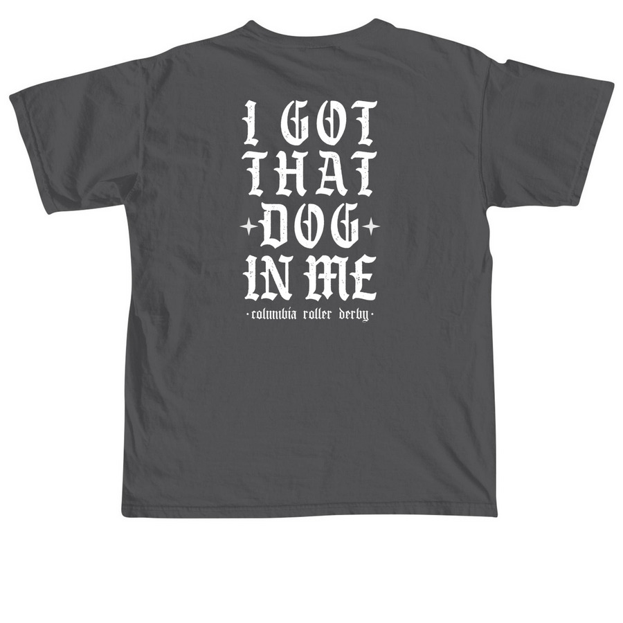 CRD Dog Shirt (White Ink), a Pepper Comfort Colors Unisex Tee (back-view)