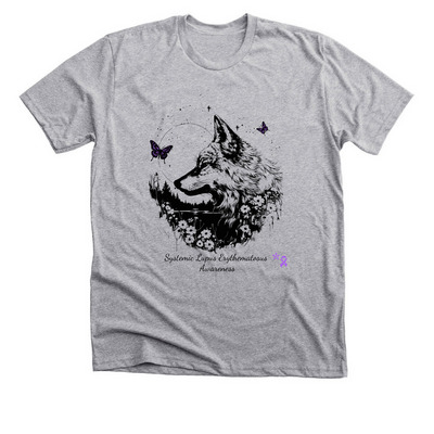Lupus: The Wolf & The Butterfly & The Bow, a Athletic Heather Premium Unisex Tee