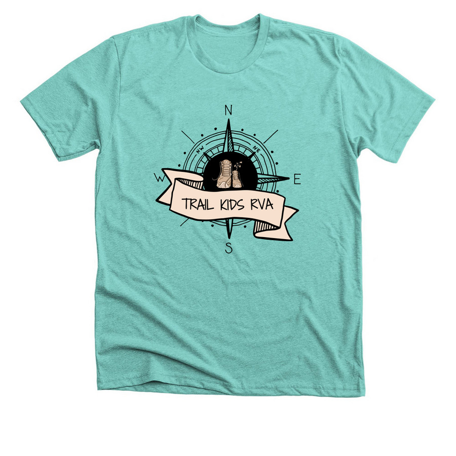 Trail Kids RVA Black Compass, a Heather Sea Green Premium Unisex Tee