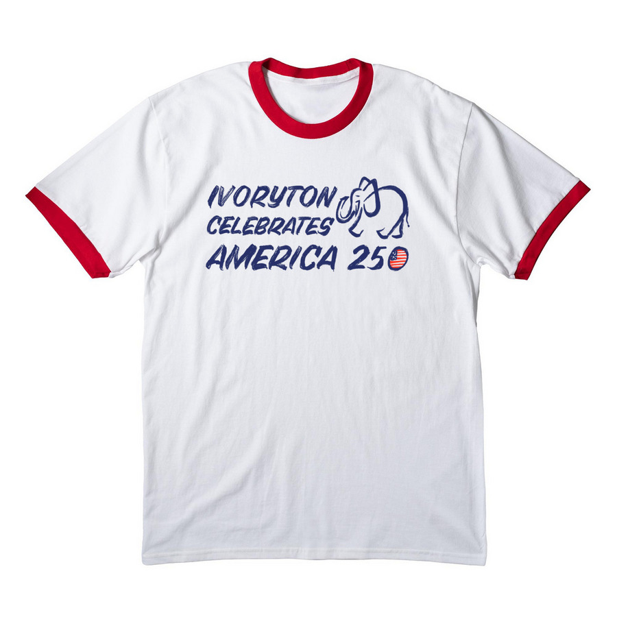America's 250, a White/ Red Cotton Ringer Tee