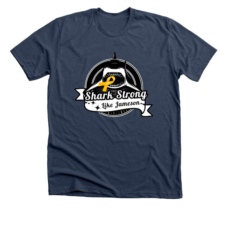 SHARK STRONG Tattoo, a Heather Navy Premium Unisex Tee