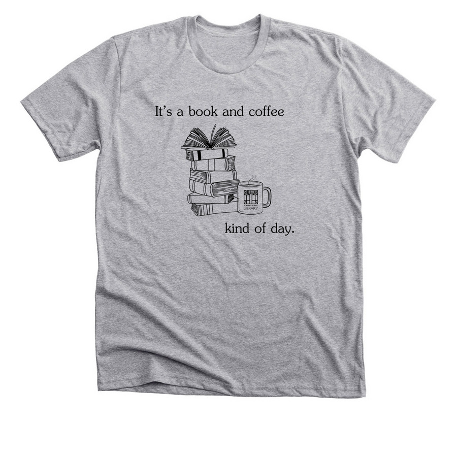 Book & Coffee, a Athletic Heather Premium Unisex Tee