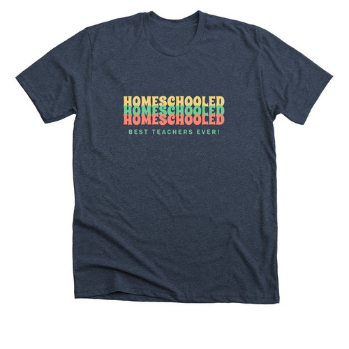 HOMESCHOOLED TEE, a Heather Midnight Navy Premium Unisex Tee