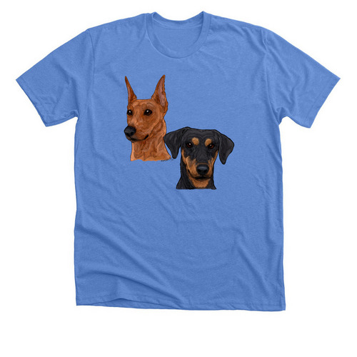 German Pinscher Tees, a Heather Columbia Blue Premium Unisex Tee