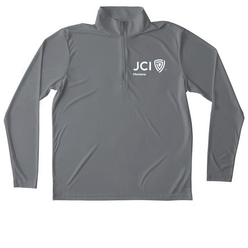 Quarter Zip - Service to Humanity, a Grey Concrete Unisex Performance Quarter Zip Pullover