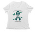 ICA Never Give Up T-Shirts, a White Women's Relaxed V-Neck Tee