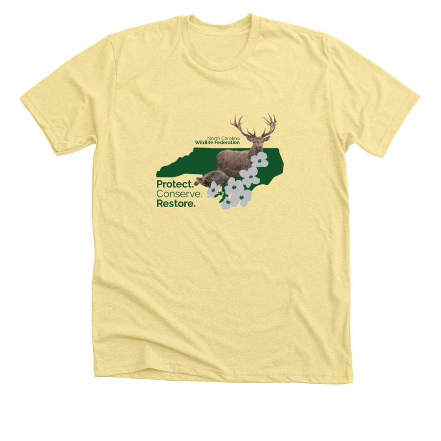 Support North Carolina Wildlife&nbsp;, a Heather Yellow Gold Premium Unisex Tee