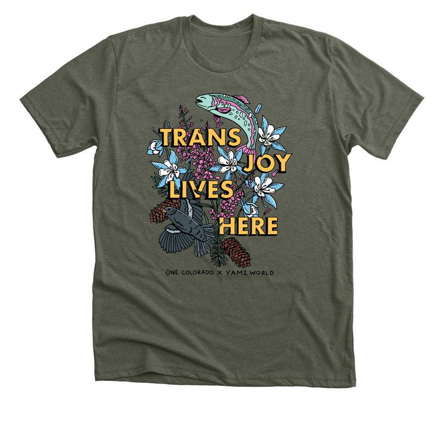 OneCO x Yamz World Collaboration, a Heather Military Green Premium Unisex Tee