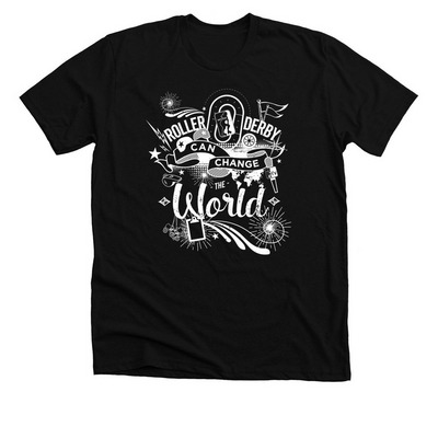 Roller Derby Can Change the World, a Solid Black Blend Premium Unisex Tee