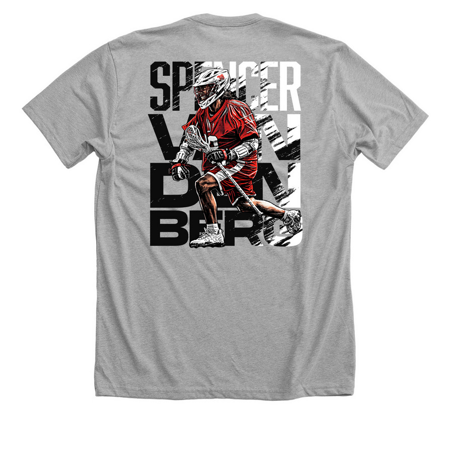 Spencer Vandenberg, a Athletic Heather Premium Unisex Tee (back-view)