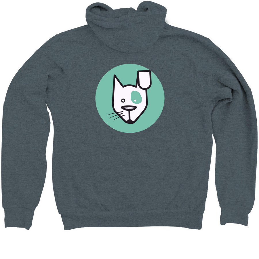 RESCUE SAVES LIVES, a Heather Slate Zip Up Hoodie (back-view)