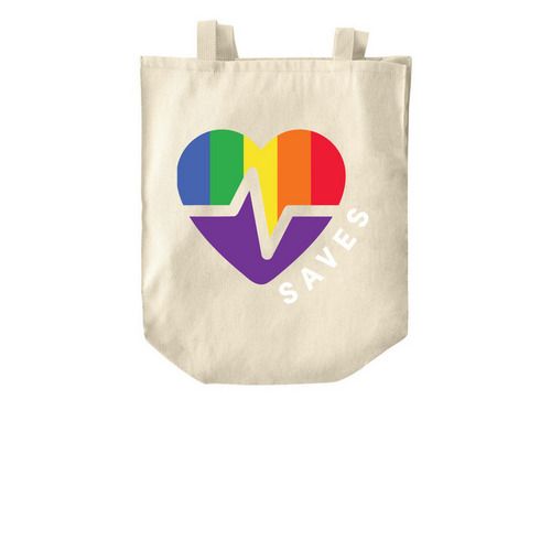 LGBTQ SAVES Tote Bag, a Natural Over-the-Shoulder Shopping Tote Bag