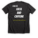 Kata and Caffeine, a Dark Grey Heather Premium Unisex Tee (back-view)