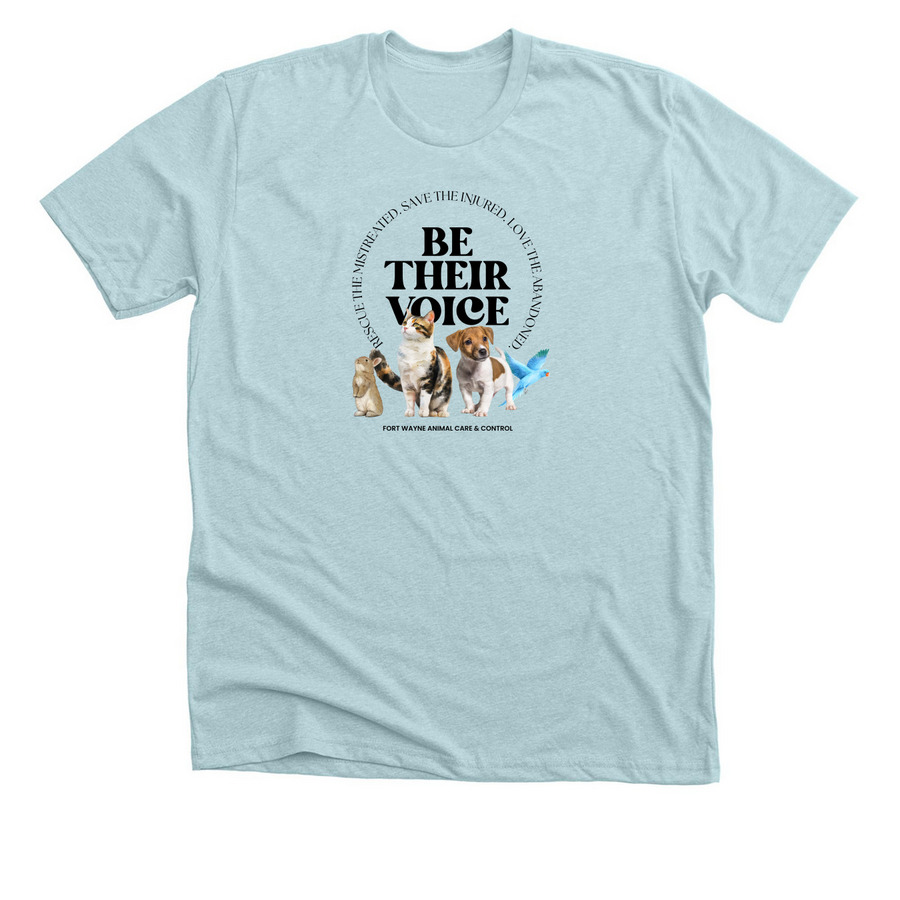 Be Their Voice, a Heather Ice Blue Premium Unisex Tee
