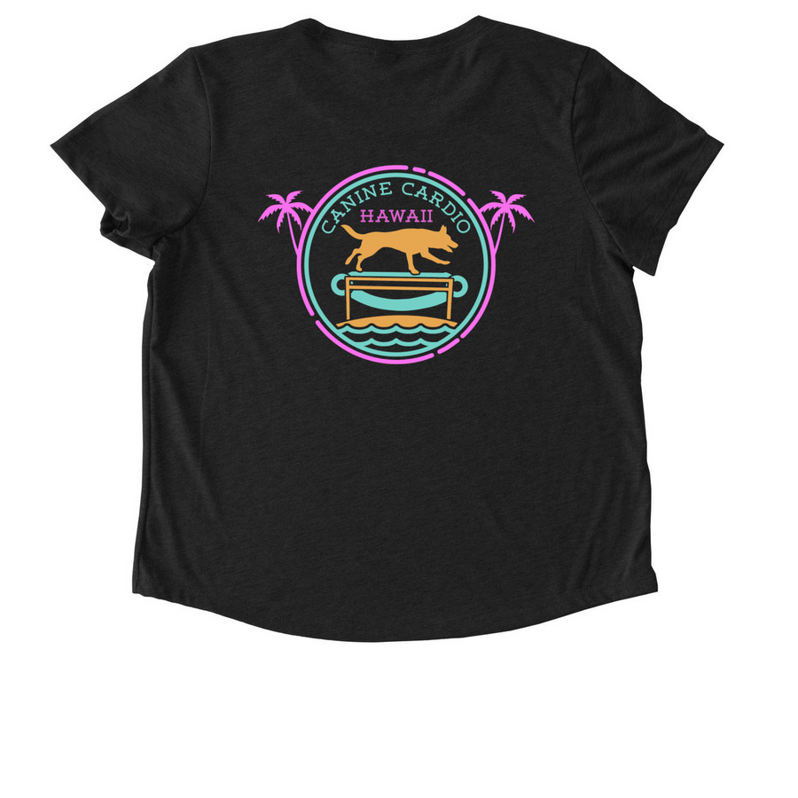 Canine Cardio Hawaii, a Space Black Allmade Eco Triblend Women?s Scoop Neck Tee (back-view)