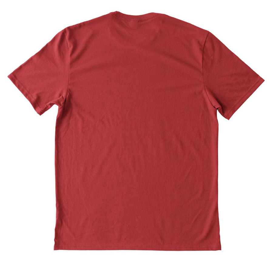 Fidalgo Nature School x Allmade ECO Apparel, a Beet Red Allmade Heavyweight Recycled Cotton Tee (back-view)