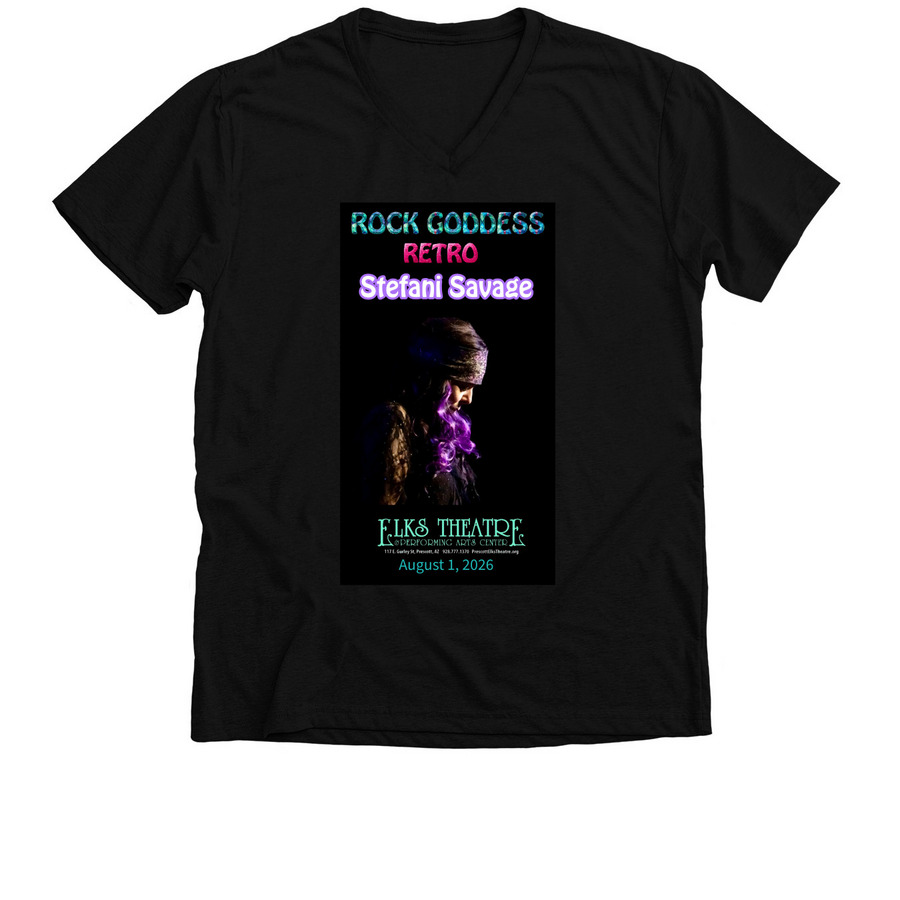 ROCK GODDESS RETRO, a Solid Black Blend Premium V-Neck Tee