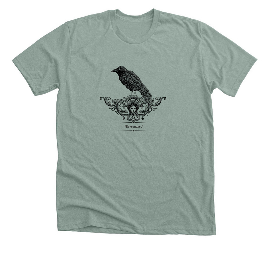Nevermore, Poe, a Heather Sage Premium Unisex Tee