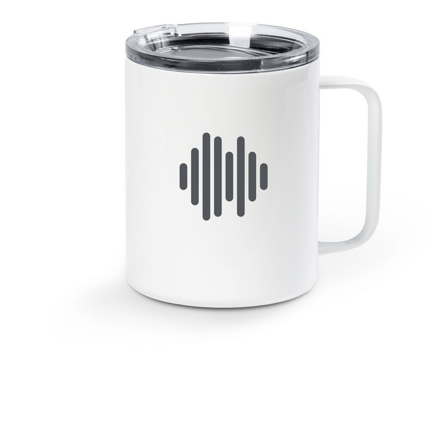 S3 H&S Sound Wave Travel Mug&nbsp;, a White Stainless Steel Travel Mug
