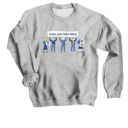 Illinois Needs Public Health, a Sport Grey Crewneck Sweatshirt
