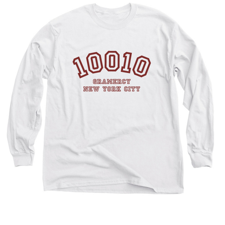 10010 Varsity Maroon, a White Classic Long Sleeve Tee