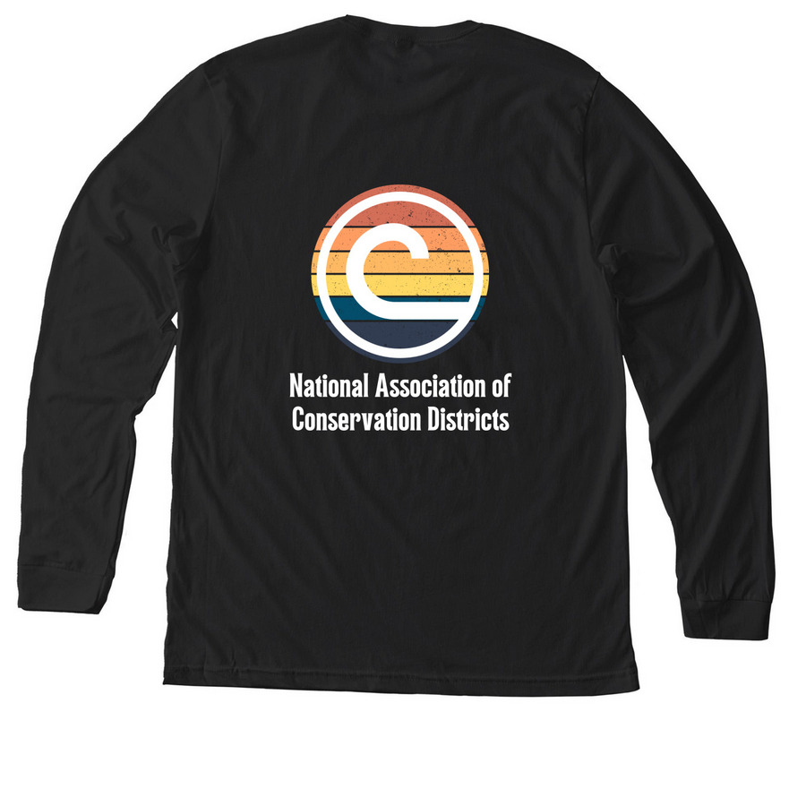 NACD 1970's Retro Sunset Logo, a Solid Black Blend Premium Long Sleeve Tee (back-view)
