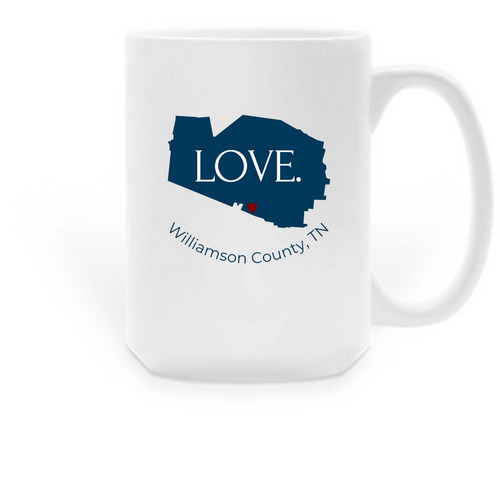 Love. Mug (Blue), a White Large Coffee Mug