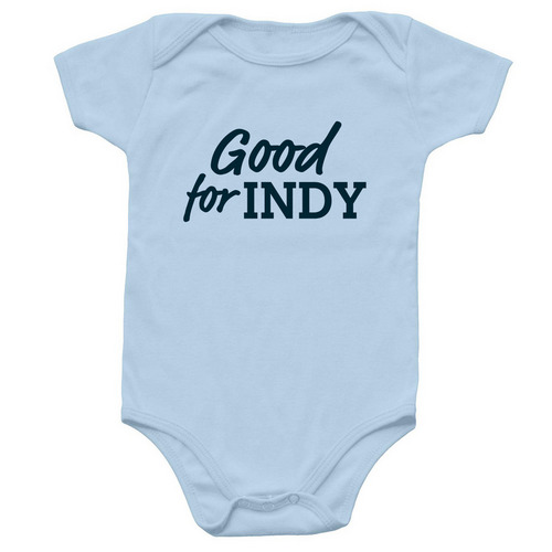 Good for Indy, a Light Blue Infant Onesie