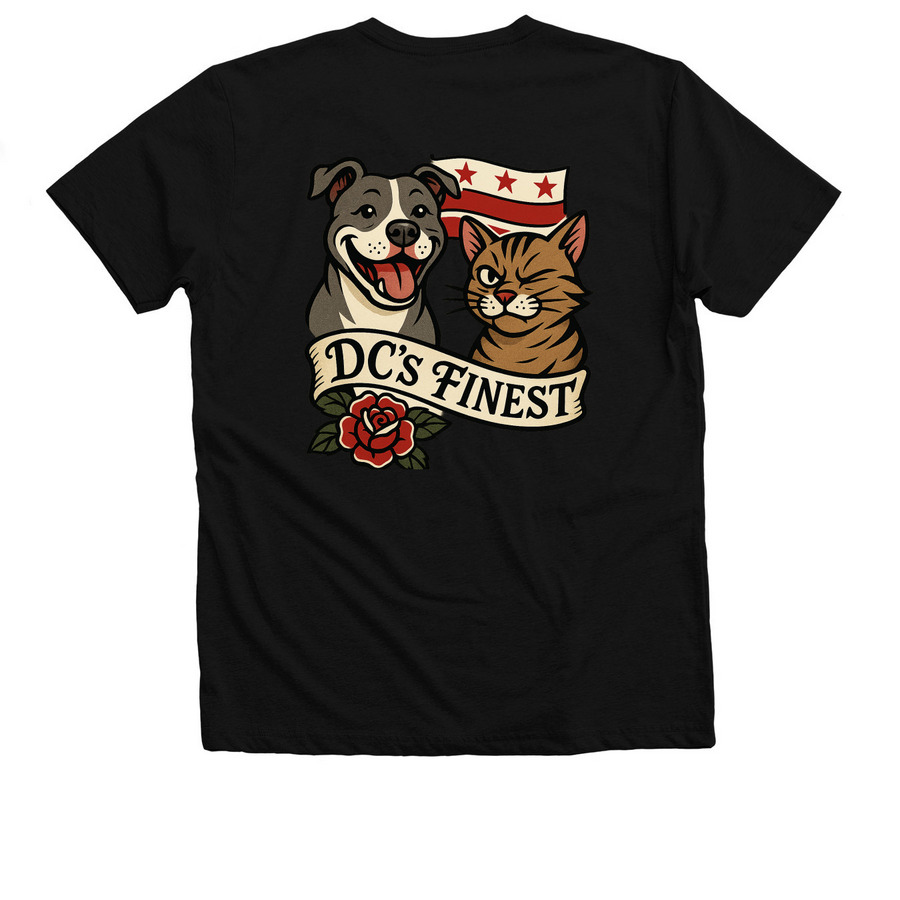 DC's Finest Dog & Cat, benefiting HRA, a Solid Black Blend Premium V-Neck Tee (back-view)