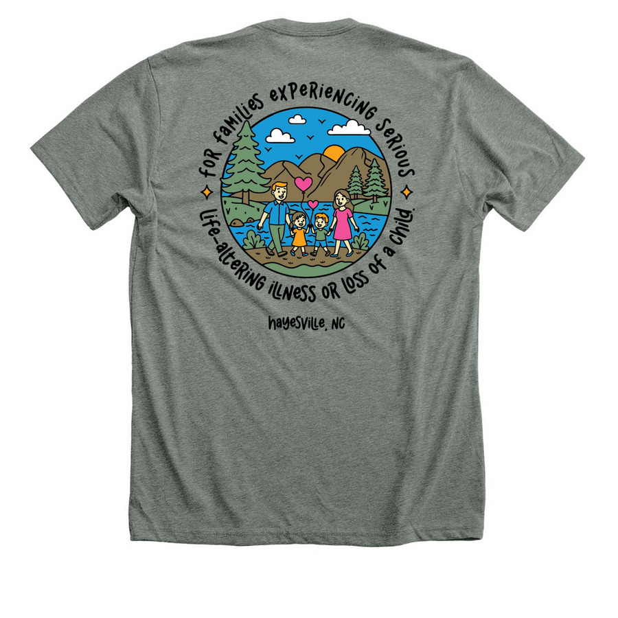 The Still Place, a Deep Heather Premium Unisex Tee (back-view)