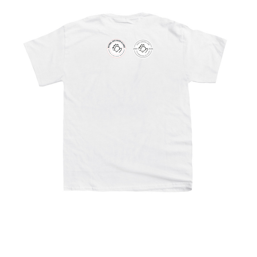 2026 Safe Haven RunWalk for Babies, a White Youth Unisex Tee (back-view)