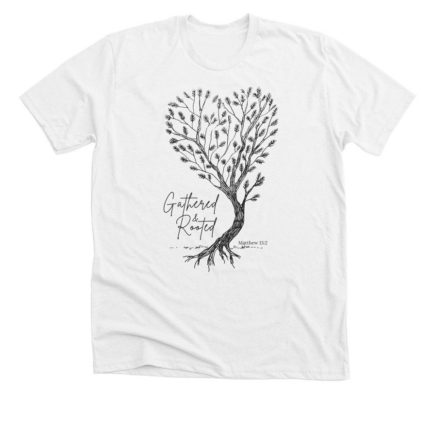 Gathered & Rooted Tee, a Solid White Blend Premium Unisex Tee