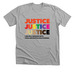 JUSTICE JUSTICE JUSTICE, a Athletic Heather Premium Unisex Tee