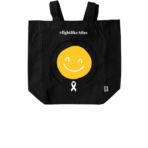 Childhood cancer awareness tote, a Black Recycled Cotton Tote Bag