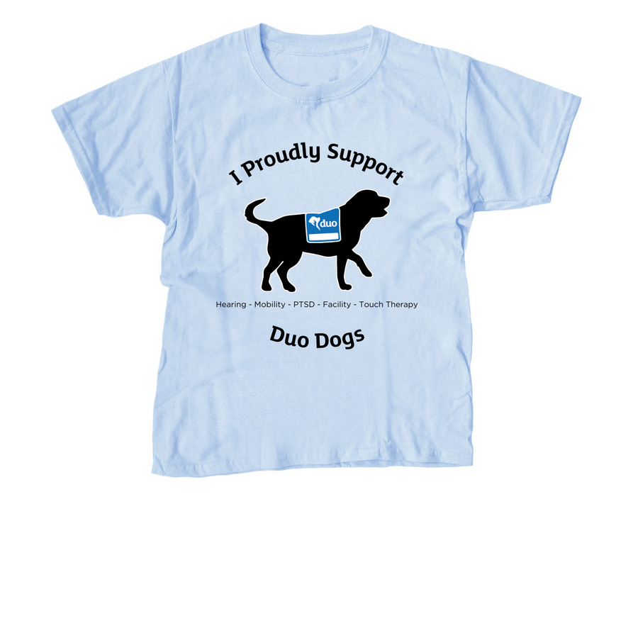 Duo Supporter (black lettering/black dog), a Light Blue Youth Unisex Tee