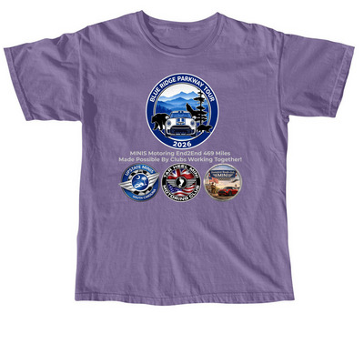 BLUE RIDGE PARKWAY TOUR 2026, a Grape Comfort Colors Unisex Tee