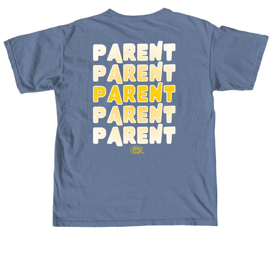 Camp Adam Fisher Parent T-Shirt, a Blue Jean Comfort Colors Unisex Tee (back-view)